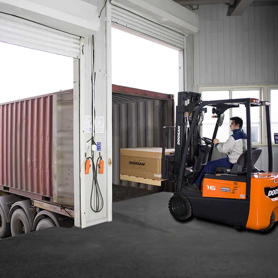 Doosan B15R-7 Range 1.25 – 1.6 Tonne Electric Forklift Trucks pallet
