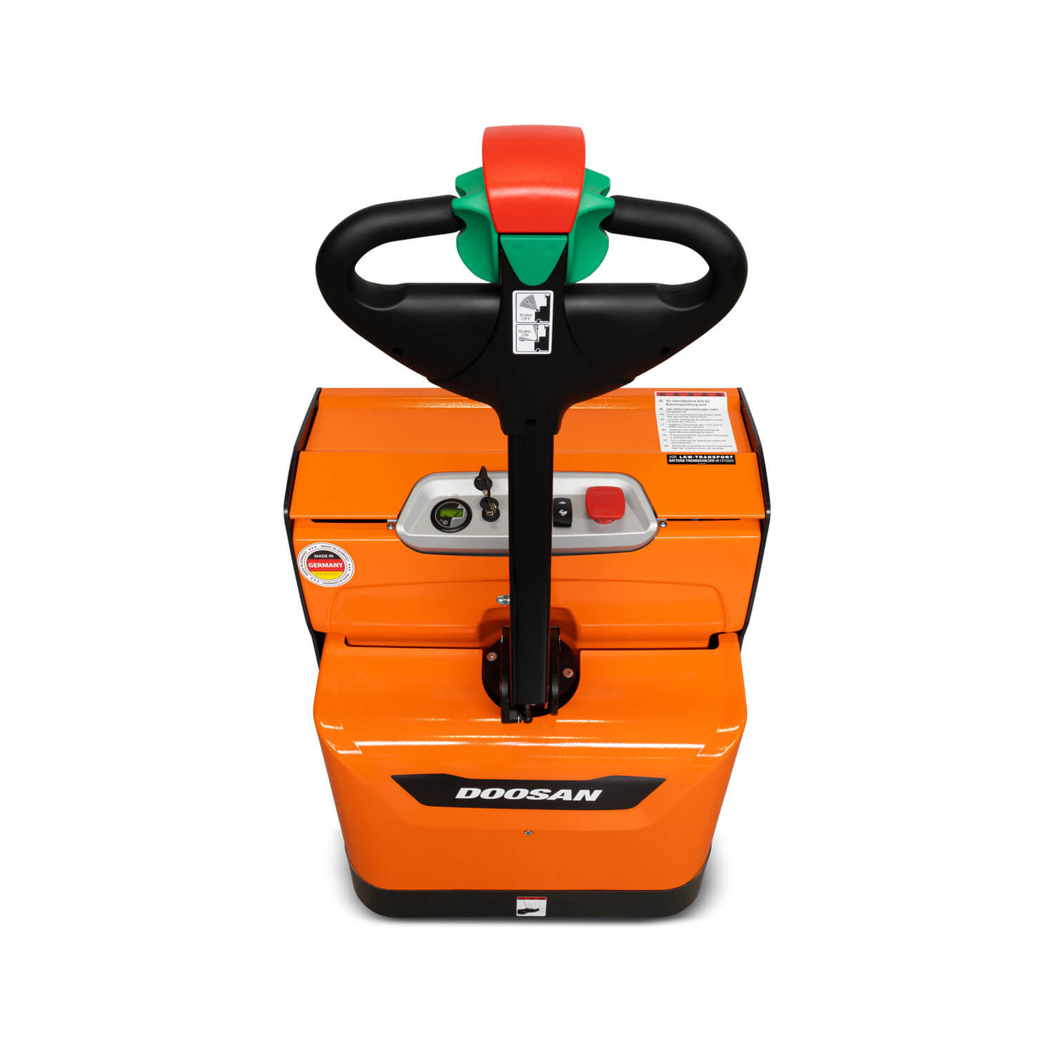 Close up of controls on Electric Pallet truck